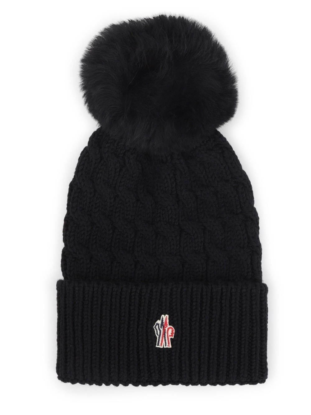 AUTHENTIC! Moncler Black Grenoble Cable-Knit Pom Beanie